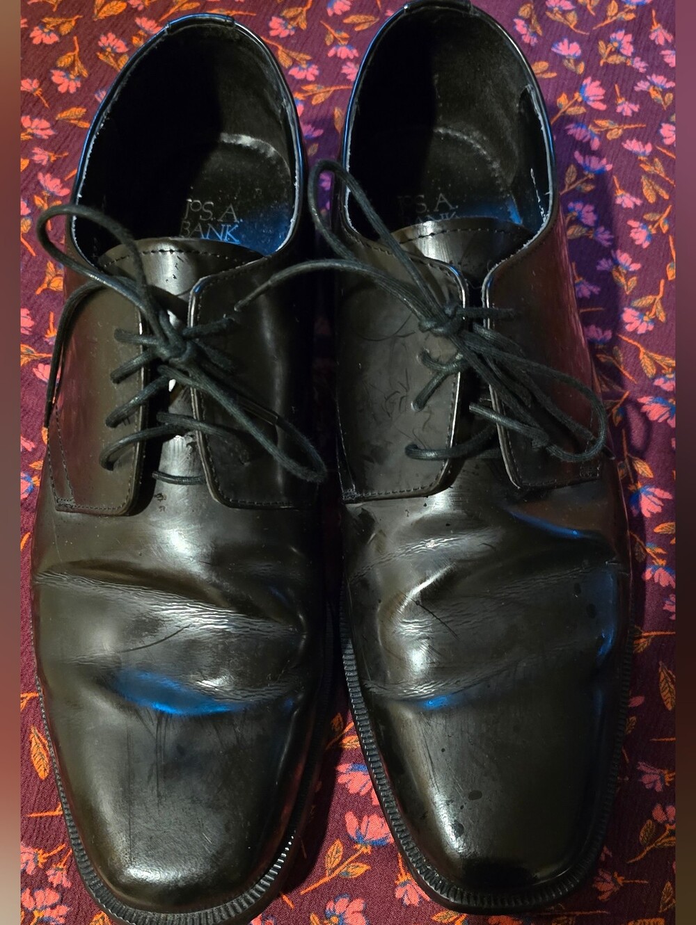 Jos. A. Bank Mens 10 Black Square Toe Derby Oxford Shoes Business Formal Wedding - Picture 2 of 5